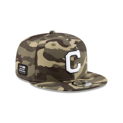 Green Cleveland Indians Hat - New Era MLB Armed Forces Weekend 9FIFTY Snapback Caps USA2063574